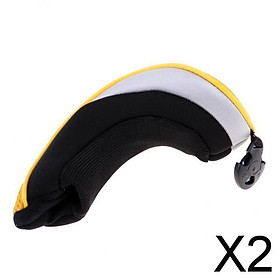 Golf Hybrid UT Club Head Cover Headcover & Adjustable Number Tag 2 3 4 5 7 X - Premium, Durable & Portable - Yellow, 2 Pieces