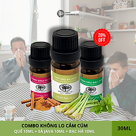 Combo Tinh Dầu Bảo Vệ Sức Khỏe Nano Cinnamon - Quế, Bạc Hà, Sả, 30ml