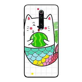 Ốp Lưng in cho Xiaomi Mi 9T Mẫu Mèo Cá Ôm Dưa Hấu - Hàng Chính Hãng