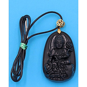 Vòng cổ Bồ tát Phổ hiền đá thạch anh đen 4.3 cm - Phật bản mệnh tuổi Thìn, Tỵ - Sản phẩm phong thủy, đem lại bình an, may mắn