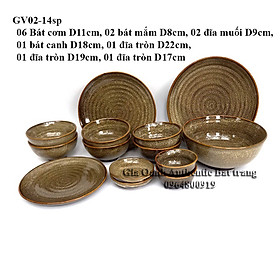 Mua Bộ đồ ăn bát  đĩa gấm vàng men hỏa biến cao cấp ĐẸP – SANG TRỌNG – BỀN CHẮC xưởng Gia Oanh Authentic bat trang