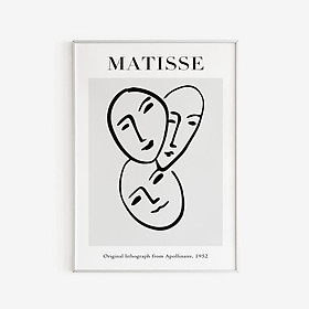 Tranh Canvas Cao Cấp Tranh Matisse - Three Abstract Face Drawing, Henri Matisse Art Exhibition Poster