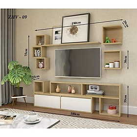 KỆ TI VI GỖ MDF TREO TƯỜNG HIỆN ĐẠI KHIẾN CĂN PHÒNG KHÁCH TRỞ LÊN TIỆN NGHI VÀ THOÁNG MÁT