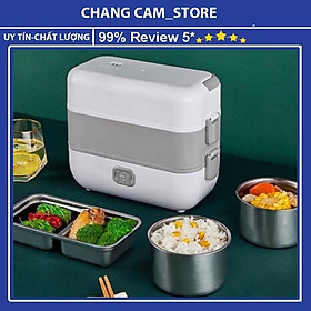 Hộp cơm cắm điện LUNCHBOX 2 tầng 4 ngăn inox giữ nhiệt hâm nóng và tự nấu chín thức ăn