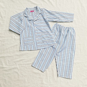 Đồ ngủ bé trai pyjamas xanh và trắng