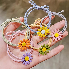 Dây buộc tóc cho nữ hoa cúc nhiều màu siêu bền Chun cột tóc kép nơ ulzzang phong cách Hàn Quốc