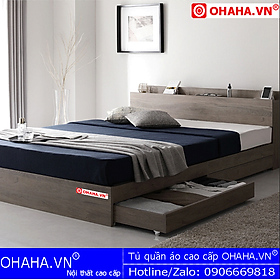 Mua  Kèm Ảnh Thực Tế - Miễn phí vận chuyển & Lắp đặt   Giường ngủ gỗ cao cấp hiện đại kiểu Nhật OHAHA GC028