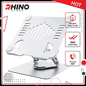 Kệ đỡ Laptop xoay 360° tản nhiệt Rhino KL301, giá đỡ máy tính nhôm cao cấp, gấp gọn - Hàng chính hãng