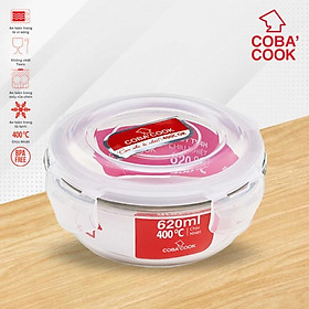 Hộp thủy tinh hộp đựng cơm trữ thức ăn chịu nhiệt COBA'COOK hộp tròn 950ml- CBHR950