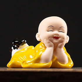 Mua Bộ Tượng Chú Tiểu Hoan Hỉ Vô Ưu Áo Vàng Gốm cao cấp_ Hàng chính hãng