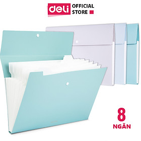 Hình ảnh Review Cặp đựng tài liệu A4 Deli - 8 ngăn phân trang - file lưu trữ tài liệu - linfini - Xanh Dương / Trắng - 72456