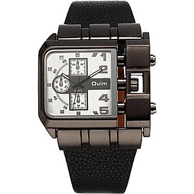 OULM Luxury Quartz Watch Men Square Dial Leather Band Watches Male Antique Wristwatch