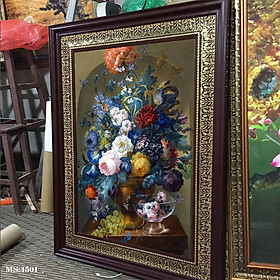 Tranh hoa treo tường phong cách cổ điển Châu âu. Tranh in trên chất liệu vải canvas cao cấp, khung gỗ composit. MS 4501