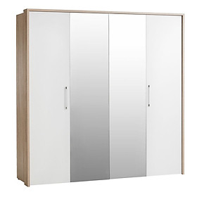 Tủ quần áo JYSK Hou/Hestra gỗ công nghiệp trắng/sồi R156xC205xS60cm