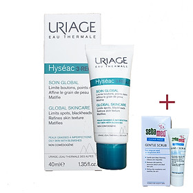 [Quà] Kem làm giảm mụn trứng cá tổng hợp, mờ thâm Uriage Hyséac 3-Regul Global 40ml + Tặng tẩy tế bào  chết  Sebamed10ml