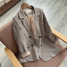 Áo Khoác Vest, Blazer Nữ Sọc Caro Oversized
