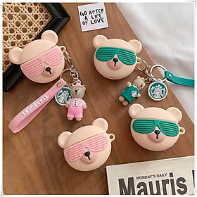 Mua Bao Case Ốp dành cho Airpods 1 2  Airpods pro gấu đeo kính kèm móc gấu cao cấp