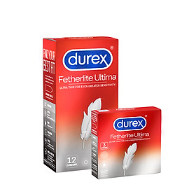 Combo Bao cao su Durex Fetherlite Ultima Hộp 12 bao và Hộp 3 bao