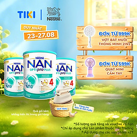 Bộ 3 lon Sữa bột NAN OPTIPRO PLUS 4 Nestle Bé 2-6 tuổi 1500g/lon Giúp tiêu hóa tốt - Tặng Bàn ủi khô & hơi nước cầm tay Gaabo