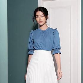 Eva De Eva Áo sơ mi tay lỡ dáng sơ vin 20ASME080X