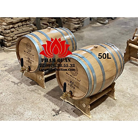 Mua Thùng ngâm rượu gỗ sồi 50 lít  thùng đựng rượu gỗ sồi đỏ kèm vòi mạ crom