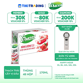 Thùng 48 Hộp Yomost Thạch Trái Cây Hương Dâu (48x180ml)