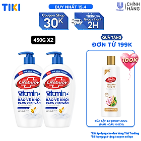 Combo 2 Nước Rửa Tay Lifebuoy Chăm Sóc Da Giúp Dưỡng ẩm Mềm Mại Và Bảo Vệ Khỏi 99.9% Vi Khuẩn Trên Tay Chai 450G