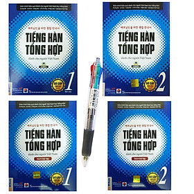 Combo Tiếng hàn tổng hợp dành cho người việt nam - Bản in màu 2019( Tập 1+2 + bài tập 1+2 ) + Tặng kèm bút bi 4 màu diêu đẹp