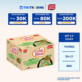 Thùng 24 Ly Mì Chay Cung Đình Rau Nấm Chua Cay (69g / Ly)