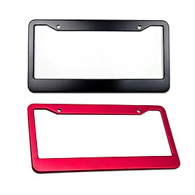 2pcs Aluminium Alloy Auto License Plate Frame Holder Waterproof Black+Red