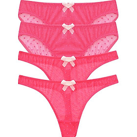 Combo 4 Quần Lót Nữ All Over Lace Brief & Lace String Panty Viviane QLP0118_C401 - Hồng