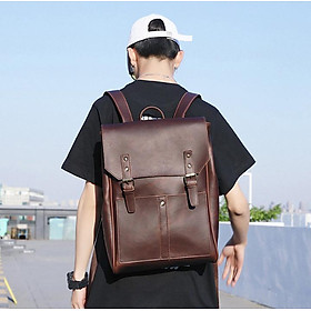 Balo da nam thời trang Hàn Quốc chất liệu da bò lót Polyester bên ngoài chống thấm