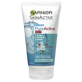 Garnier SkinActive Pure Active 3 in 1 Wash, Scrub & Mask 150mL