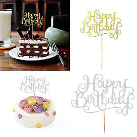 40pcs/Set Glitter Happy Birthday Cake Cupcake Topper Cake Decor Silver/Gold