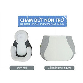 Gối chống trào ngược Babymovv và đệm ngủ đúng tư thế cho bé giúp bé ngủ ngoan  - Combo Gối chống trào ngược + đệm định hình