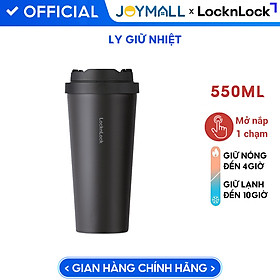 Ly giữ nhiệt LocknLock 550ml màu đen LHC3249BLK - Hàng chính hãng, mở nắp một chạm, chất liệu thép không gỉ miệng ly rộng - JoyMall