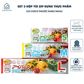 Set 3 HộpTúi Zip Đựng Thực Phẩm An Toàn Tiện Dụng Tái Sử Túi Đựng Thực Phẩm Dụng Phong Cách Nhật Bản - HÀNG CHÍNH HÃNG MINIIN