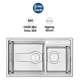 Mua Chậu Rửa Chén Malloca MS 5082W - 2 Ngăn - Ngang 82cm - Hàng Chính Hãng