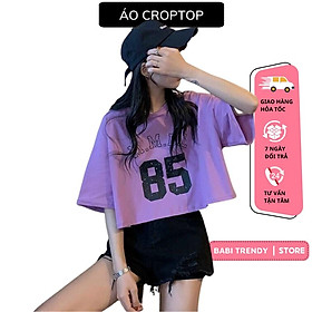 Áo Croptop Form Rộng Nữ Phong Cách Hàn Quốc Trẻ Trung Năng Động In 85 MMBL - Babi Trendy CRI02