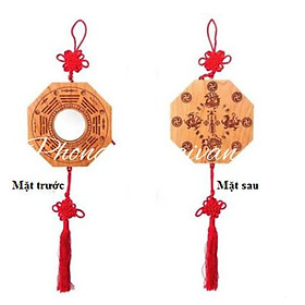 Mua Gương Bát quái Tiên thiên Gỗ đào 13.5cm (trấn trạch hóa sát...)tặng ngũ vị bao sái móc dán