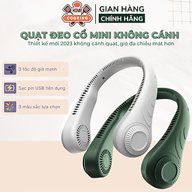 Quạt đeo cổ mini WIND không cánh, quạt mini sạc tích điện USB dung lượng pin cao 3 cấp độ gió êm ái, bảo hành 12 tháng