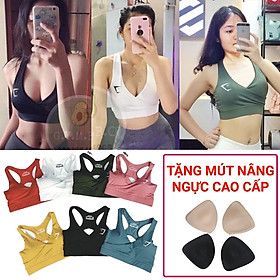 Áo bra tập gym đắp chéo nâng ngực, tặng lót ngực chất đanh mịn đẹp tập gym yoga aerobic, áo tập gym nữ