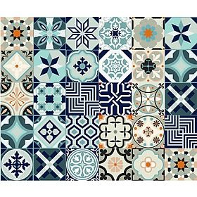 Decal Gạch Bông E11 - Set 30 ô 20x20cm - Decal dán tường Trang trí