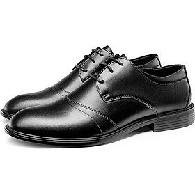 Low-Top Leather Lace-Up Brock Business Casual Shoes Men's British Wearable Office Dress Derby Shoes