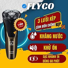 Máy Cạo Râu Flyco 3 Lưỡi Kép Thân Máy Kháng Nước Sạc Nhanh 1 Giờ FS198VN - Hàng Chính Hãng