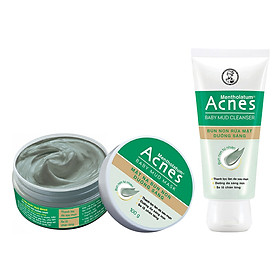Mặt nạ bùn non dưỡng sáng da Acnes Baby Mud Mask 100g + Tặng Kem rửa mặt Acnes Baby Mud 25g