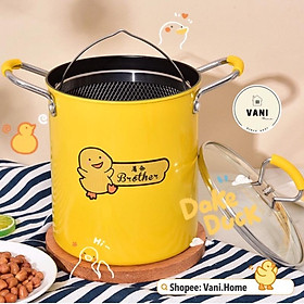 Mua Nồi chiên ngập dầu con vịt vàng kèm rổ lọc dầu siêu cute (Loại 1) - Nồi chiên gà rán  khoai tây hình con vịt vàng 18cm