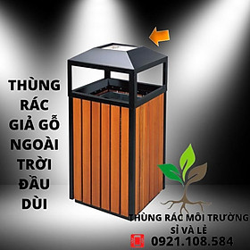 THÙNG RÁC NGOÀI TRỜI GIẢ GỖ ĐẦU DÙI,GẠT TÀN