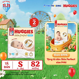 Tã/bỉm dán sơ sinh Huggies Skin Perfect S 80+2 miếng với 2 vùng thấm giảm kích ứng da