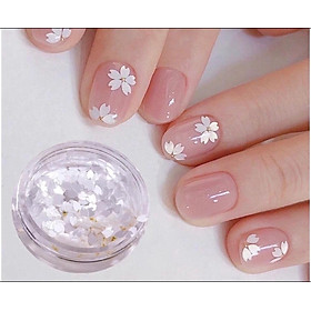 set hoa trắng làm nail phong cách hàn